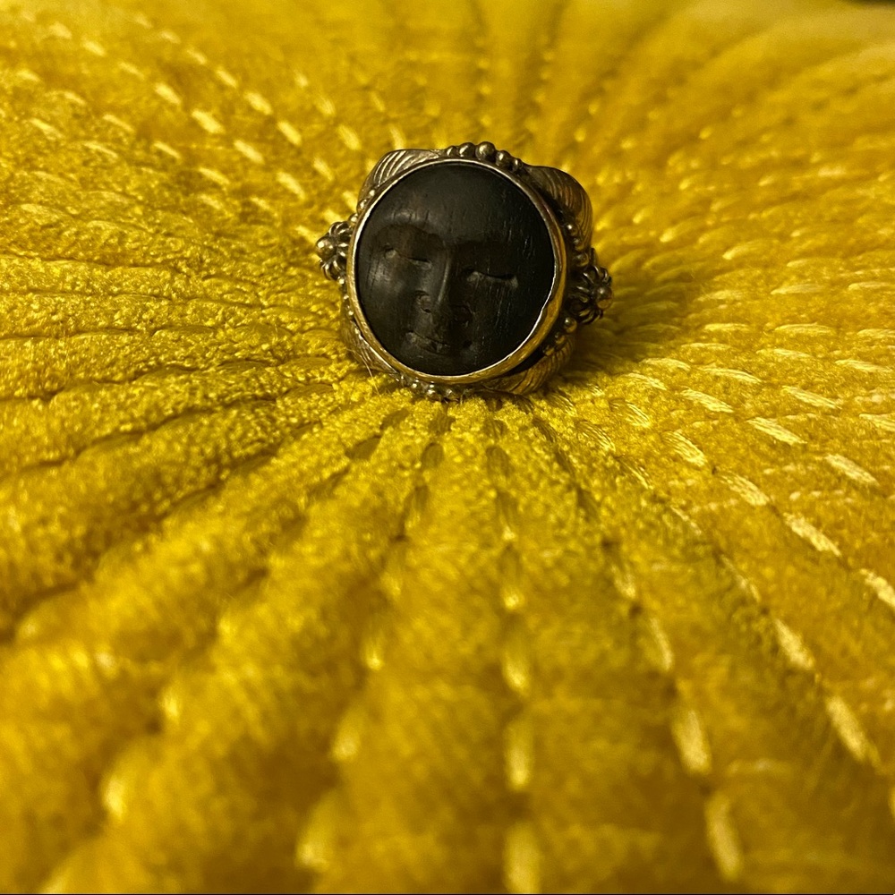 Moon faced sterling silver ring